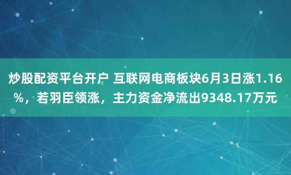 炒股配资平台开户 互联网电商板块6月3日涨1.16%,若羽臣领涨,主力资金净流出9348.17万元
