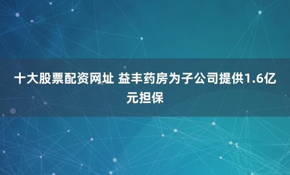 十大股票配资网址 益丰药房为子公司提供1.6亿元担保